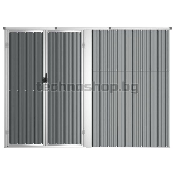 Градинска барака, сива, 225x89x161 см, поцинкована стомана