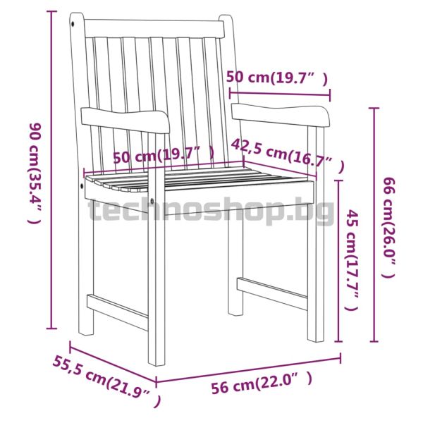 Градински столове, 2 бр, акациево дърво масив