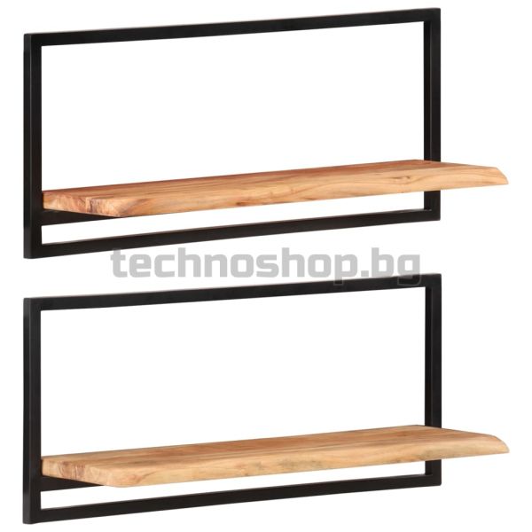 Стенни рафтове 2 бр 80x25x35 см акациево дърво масив и стомана