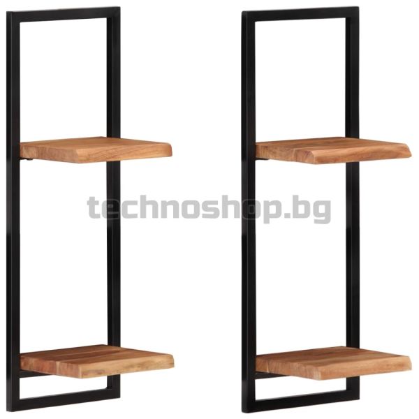 Стенни рафтове 2 бр 25x25x75 см акациево дърво масив и стомана