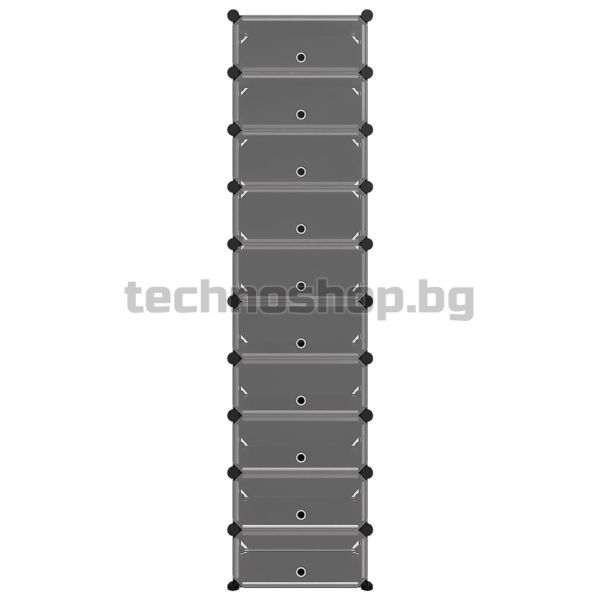 Етажерка за обувки, черна, 44x32x174 см, PP