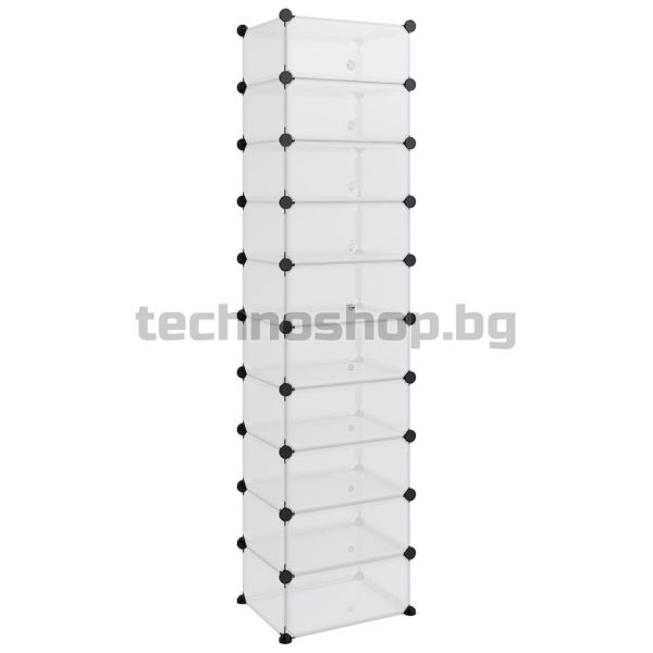 Етажерка за обувки, прозрачна, 44x32x174 см, PP