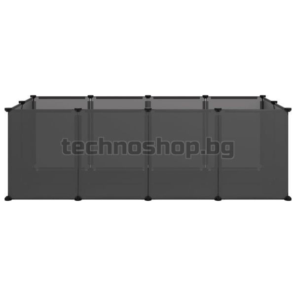 Клетка за малки животни, черна, 144x74x46,5 см, PP и стомана