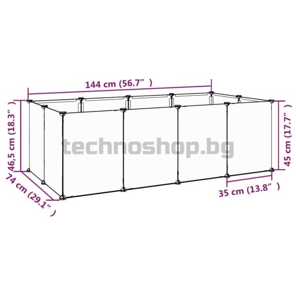 Клетка за малки животни прозрачна 144x74x46,5 см PP и стомана