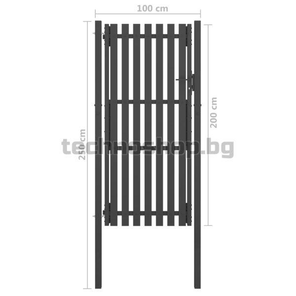 Градинска оградна порта от стомана 100x200 см, антрацит