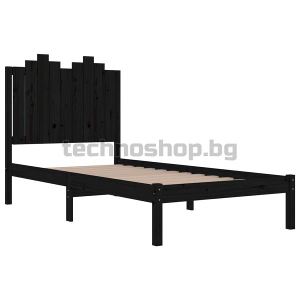 Рамка за легло, черна, бор масив, 100х200 см