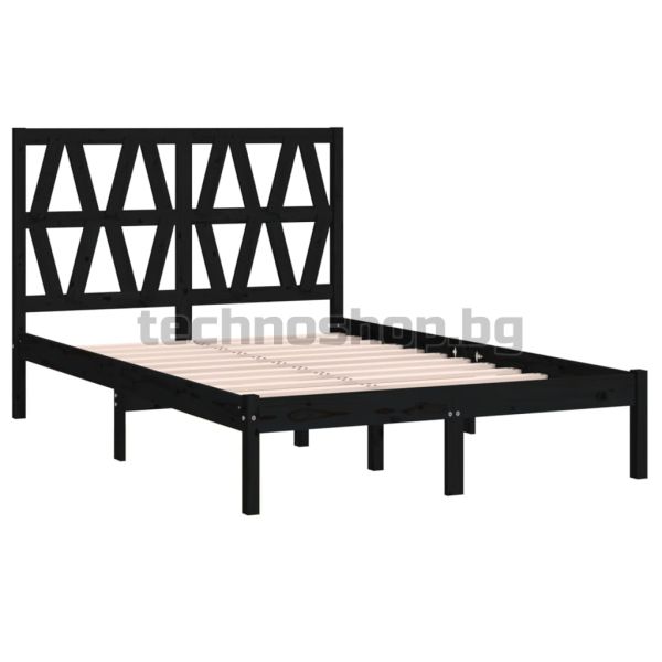 Рамка за легло, черна, бор масив, 140х190 см