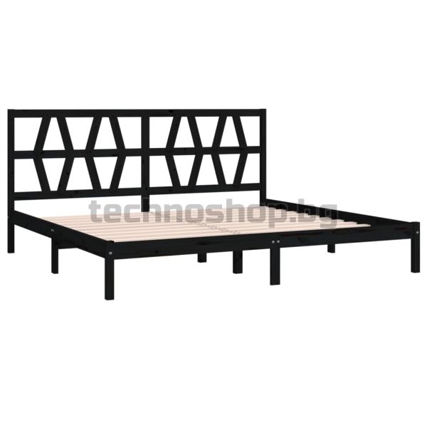Рамка за легло, черна, бор масив, 200x200 см