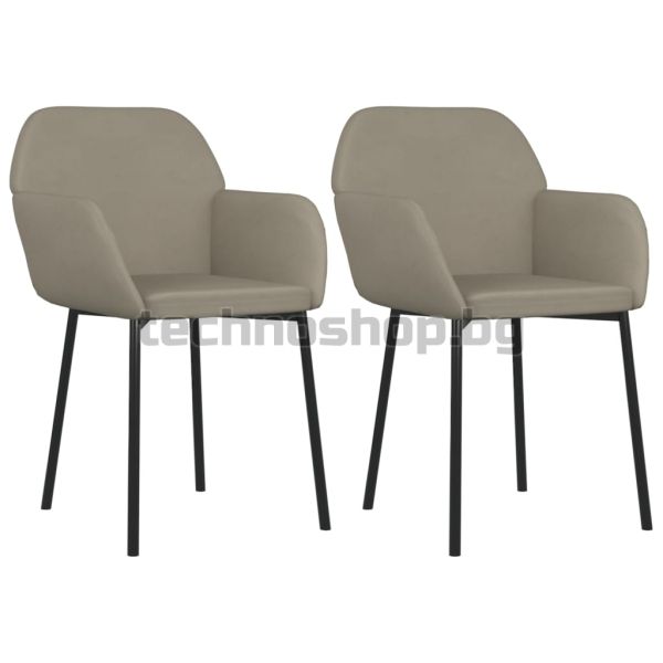 Трапезни столове, 2 бр, светлосиви, кадифе