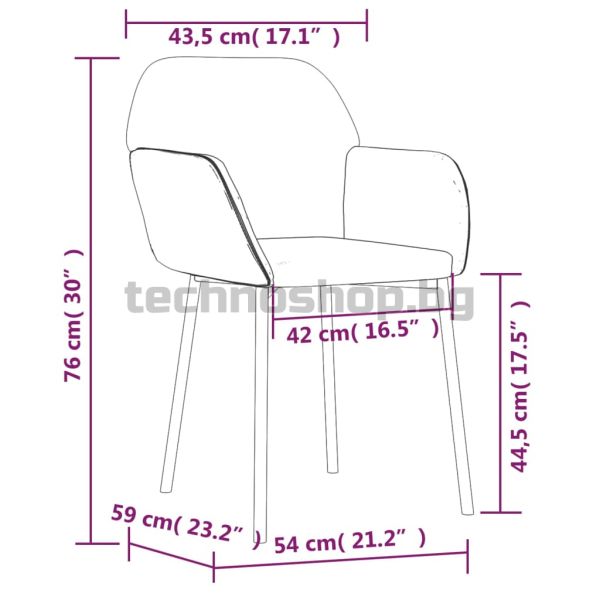 Трапезни столове, 2 бр, светлосиви, кадифе