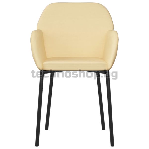 Трапезни столове, 2 бр, кремави, кадифе