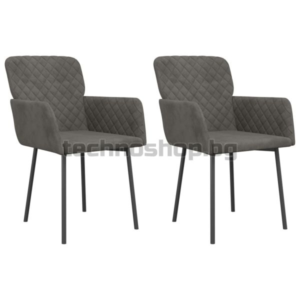 Трапезни столове, 2 бр, тъмносиви, кадифе