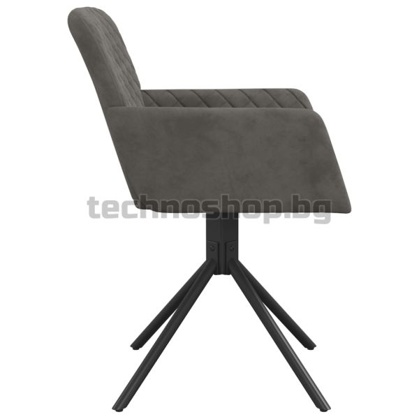 Въртящи се трапезни столове, 2 бр, тъмносиви, кадифе