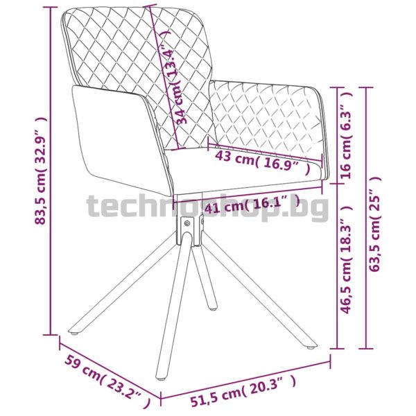 Въртящи се трапезни столове, 2 бр, тъмносиви, кадифе