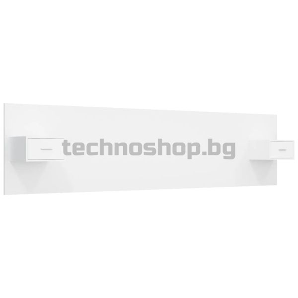 Горна табла за легло с шкафчета, бяла, инженерно дърво