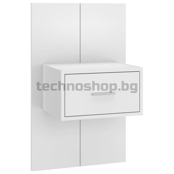 Горна табла за легло с шкафчета, бяла, инженерно дърво