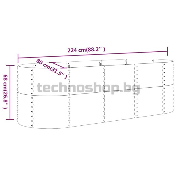 Градинска повдигната леха поцинкована стомана сребрист