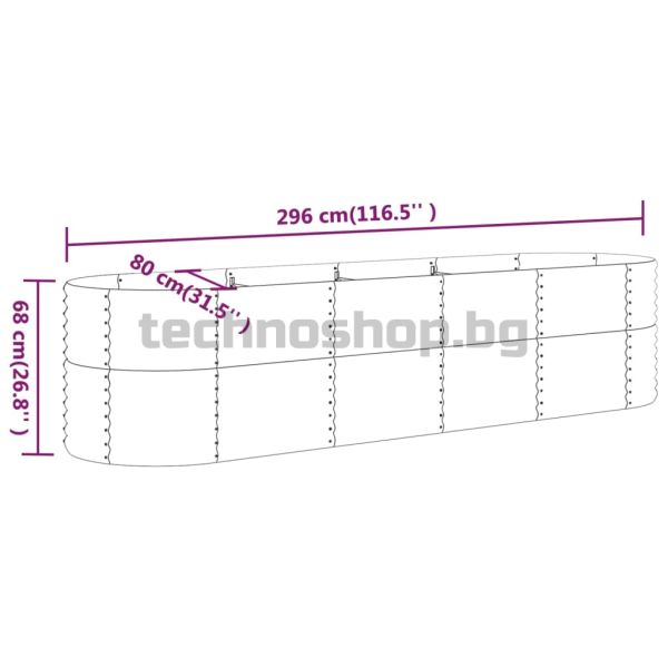 Градинска повдигната леха поцинкована стомана сиво