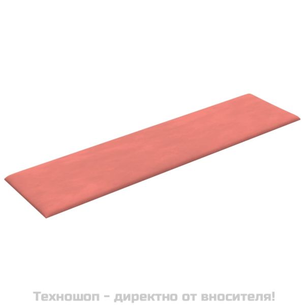 Стенни панели, 12 бр, розови, 60x15 см, кадифе, 1,08 м²