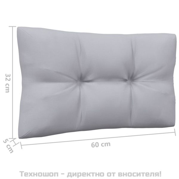 Градински лаундж комплект със сиви възглавници, 4 части, бор