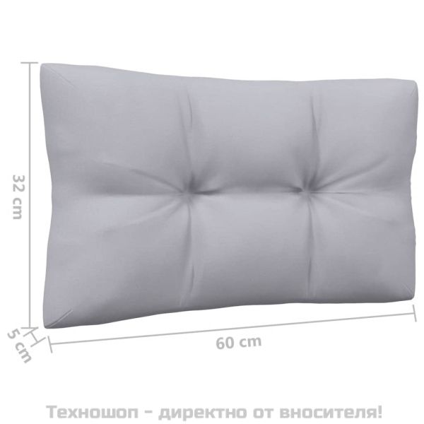 Градински лаундж комплект със сиви възглавници, 8 части, бор