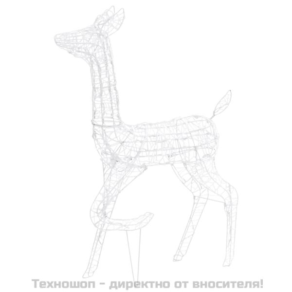 Акрилна коледна украса семейство елени, 160 LED, синьо