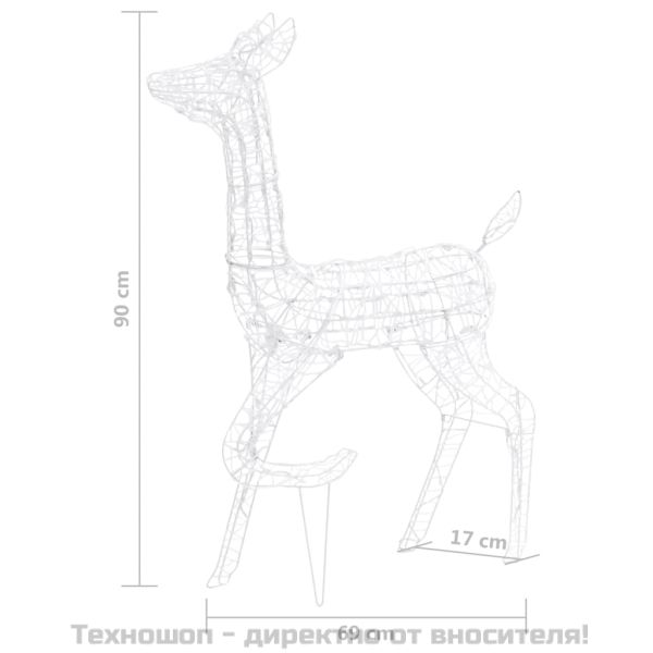Акрилна коледна украса семейство елени, 160 LED, синьо