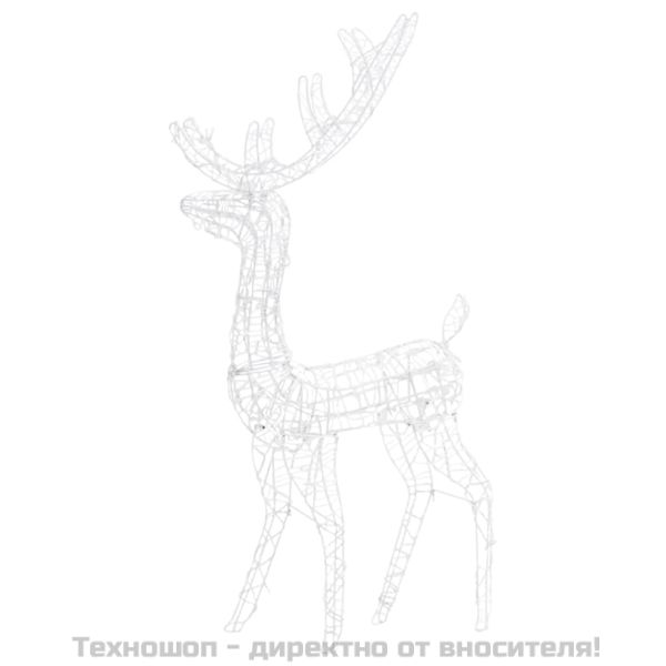 Акрилна коледна украса семейство елени, 300 LED, топло бяло