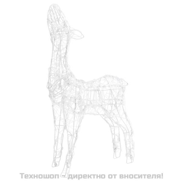 Акрилна коледна украса семейство елени, 300 LED, топло бяло