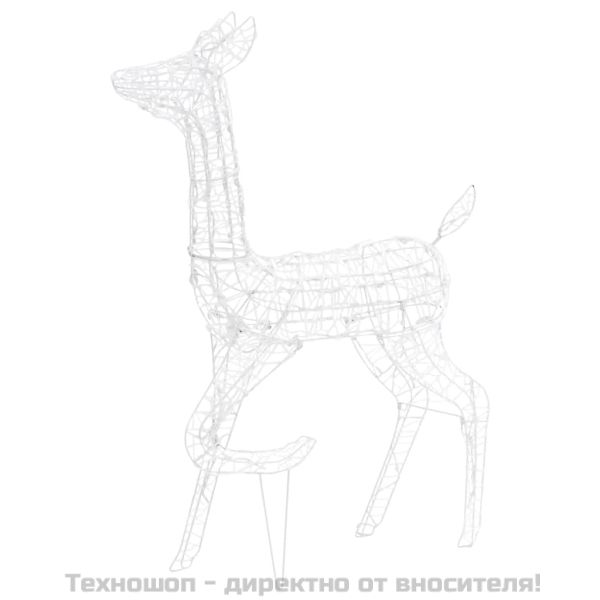 Акрилна коледна украса семейство елени, 300 LED, топло бяло