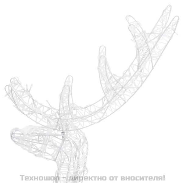 Акрилна коледна украса семейство елени, 300 LED, топло бяло