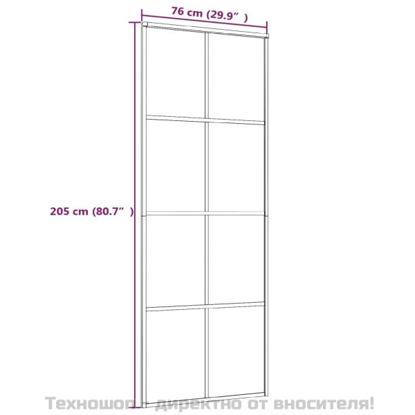 Плъзгаща се врата, черна, 76x205 см, ESG стъкло и алуминий
