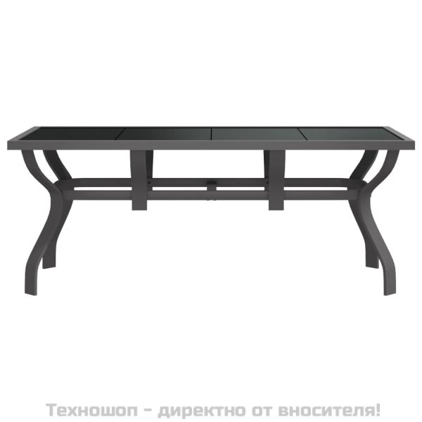 Градинска маса, сиво-черна, 180x80x70 см, стомана и стъкло