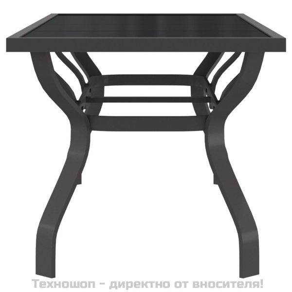 Градинска маса, сиво-черна, 180x80x70 см, стомана и стъкло