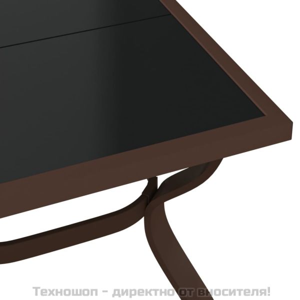 Градинска маса, кафяво-черна, 180x80x70 см, стомана и стъкло