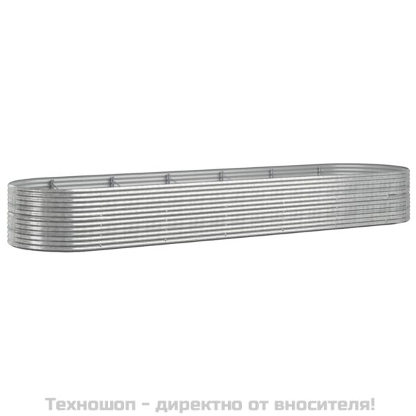 Градинска кашпа прахово боядисана стомана 510x140x68 см сребро