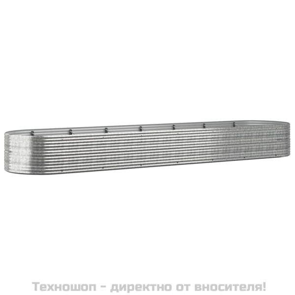 Градинска кашпа прахово боядисана стомана 584x140x68 см сребро