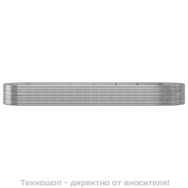 Градинска кашпа прахово боядисана стомана 584x140x68 см сребро