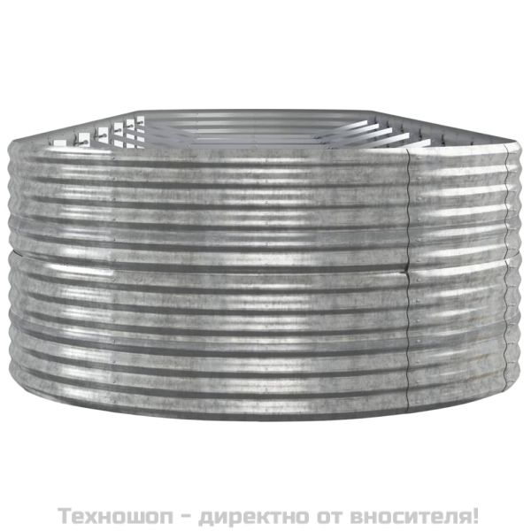 Градинска кашпа прахово боядисана стомана 584x140x68 см сребро