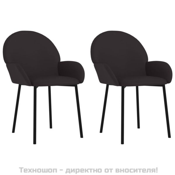 Трапезни столове, 2 бр, черни, изкуствена кожа