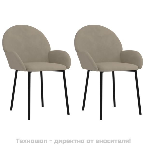 Трапезни столове, 2 бр, светлосиви, кадифе