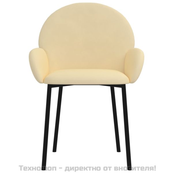 Трапезни столове, 2 бр, кремави, кадифе