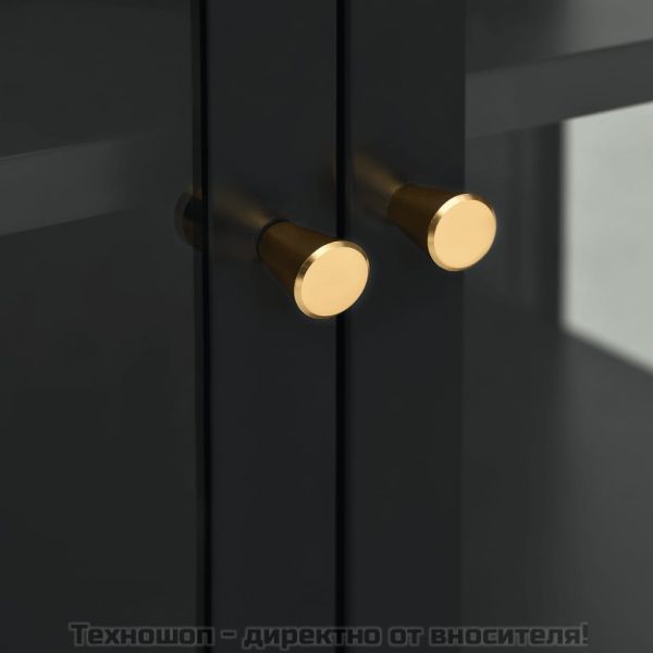 Бюфет, черен, 70x35x70 см, стомана и стъкло