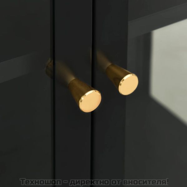 Бюфет, черен, 75x35x105 см, стомана и стъкло