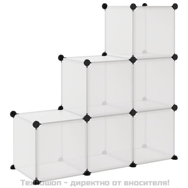 Органайзер с кубични отделения, 6 куба, прозрачен, PP