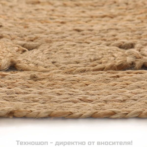 Плетен килим с дизайн, от юта, 210 см, кръгъл