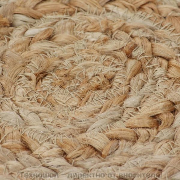 Плетен килим с дизайн, от юта, 210 см, кръгъл