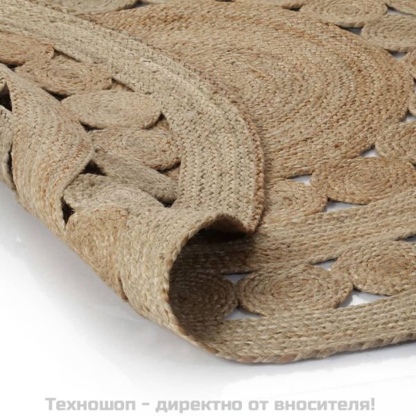 Плетен килим с дизайн, от юта, 210 см, кръгъл