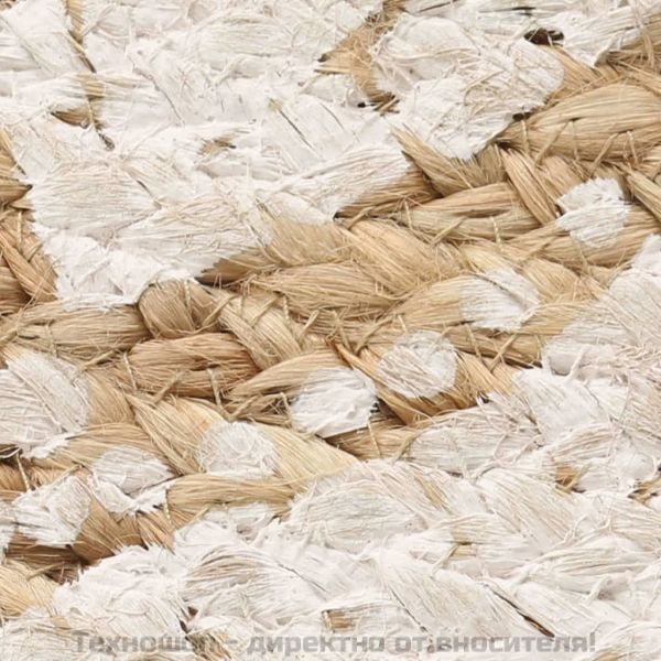 Плетен килим от юта с принт, 180 см, кръгъл