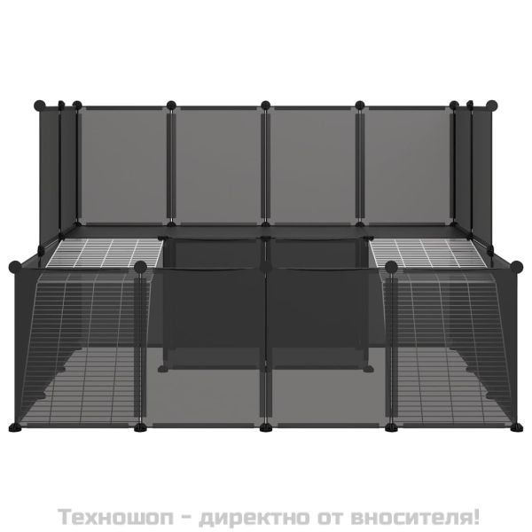 Клетка за малки животни, черна, 143x107x93 см, PP и стомана